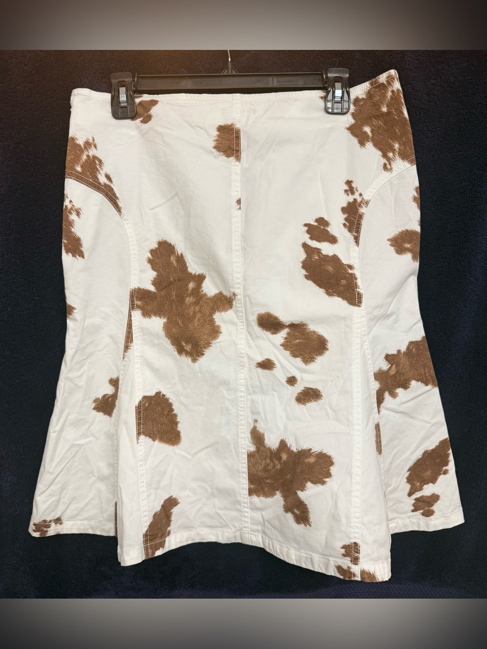 Wild Fable White A-Line Skirt with Brown Cowprint